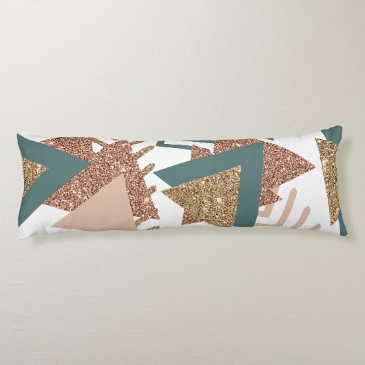 80s Retro Abstract | 70s Groen en Goud Palet Lichaamskussen (Achterkant)