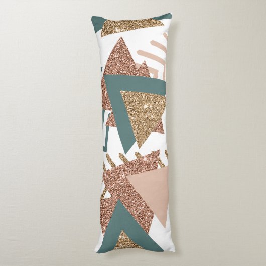 80s Retro Abstract | 70s Groen en Goud Palet Lichaamskussen (Achterkant (Verticaal))