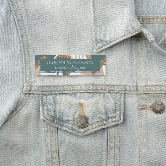 80s Retro Abstract | 70s Groen en Goud Palet Naamplaatje (In situ)