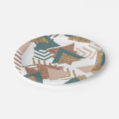 80s Retro Abstract | 70s Groen en Goud Palet Papieren Bordje (Gekanteld)