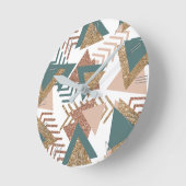 80s Retro Abstract | 70s Groen en Goud Palet Ronde Klok (Hoek)
