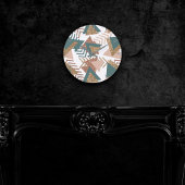 80s Retro Abstract | 70s Groen en Goud Palet Ronde Klok