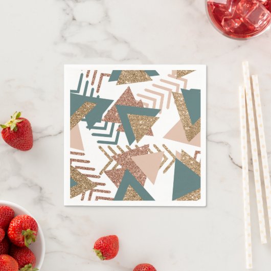 80s Retro Abstract | 70s Groen en Goud Palet Servet (Insitu)