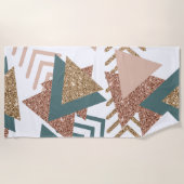 80s Retro Abstract | 70s Groen en Goud Palet Strandlaken (Voorkant)