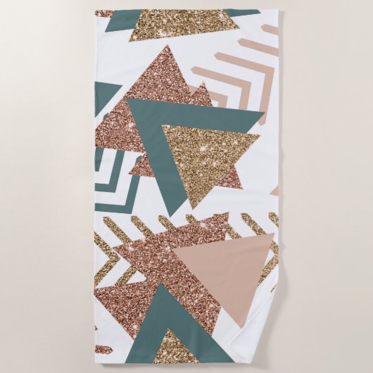 80s Retro Abstract | 70s Groen en Goud Palet Strandlaken (Voorkant)