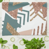 80s Retro Abstract | 70s Groen en Goud Palet Theedoek (Gevouwen)