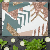 80s Retro Abstract | 70s Groen en Goud Palet Theedoek