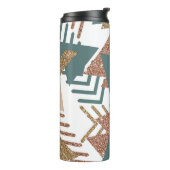 80s Retro Abstract | 70s Groen en Goud Palet Thermosbeker (Gedraaid links)