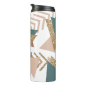 80s Retro Abstract | 70s Groen en Goud Palet Thermosbeker (Geroteerd rechts)