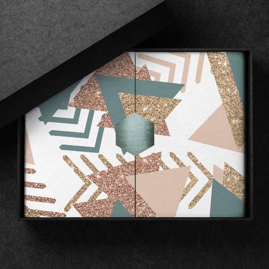 80s Retro Abstract | 70s Groen en Goud Palet Tissuepapier