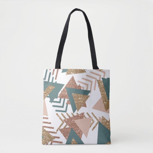 80s Retro Abstract | 70s Groen en Goud Palet Tote Bag (Voorkant)