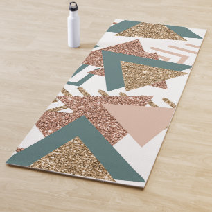 80s Retro Abstract   70s Groen en Goud Palet Yogamat