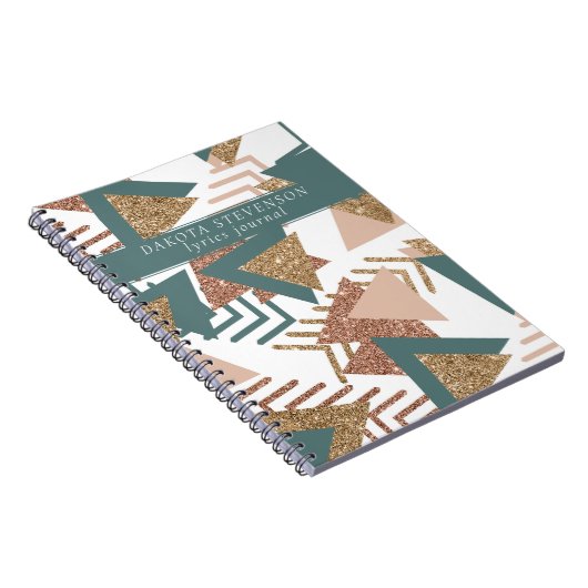 80s Retro Abstract | 70s Groene en Gouden Douane Notitieboek (Rechterzijde)