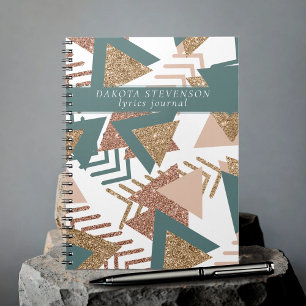 80s Retro Abstract   70s Groene en Gouden Douane Notitieboek