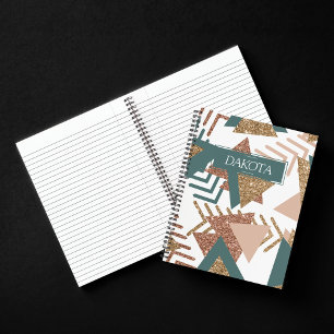 80s Retro Abstract   70s Groene en Gouden Douane Notitieboek