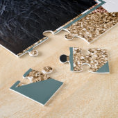 80s Retro Abstract | 70s Groene en Gouden Foto Legpuzzel (Zijkant)