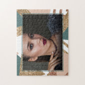 80s Retro Abstract | 70s Groene en Gouden Foto Legpuzzel (Verticaal)