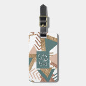 80s Retro Abstract | 70s Groene en Gouden Monogram Bagagelabel (Voorkant verticaal)