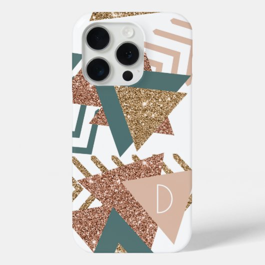 80s Retro Abstract | 70s Groene en Gouden Monogram Case-Mate iPhone Case (Achterkant)