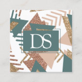 80s Retro Abstract | 70s Groene en Gouden Monogram Contactkaartje (Voorkant)