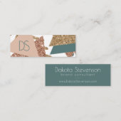 80s Retro Abstract | 70s Groene en Gouden Monogram Mini Visitekaartje (Voorkant / Achterkant)