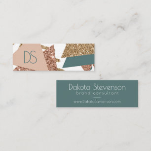 80s Retro Abstract   70s Groene en Gouden Monogram Mini Visitekaartje