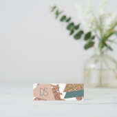 80s Retro Abstract | 70s Groene en Gouden Monogram Mini Visitekaartje (Staand voorkant)