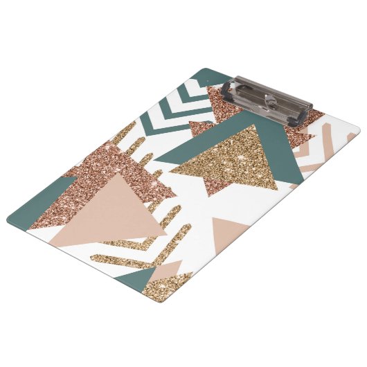 80s Retro Abstract | Avocado groen en Roos goud Klembord (Gekanteld)