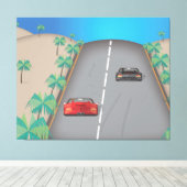 80s Retro Arcade Race Canvas Afdruk (Insitu (Houten vloer))