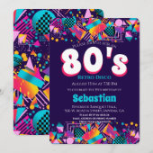 80s Retro Birthday Party Kaart (Voorkant / Achterkant)