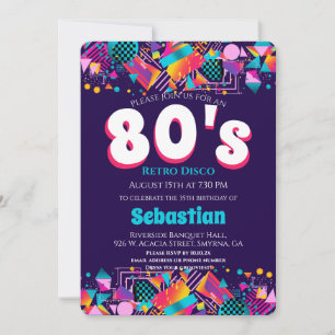 80s Retro Birthday Party Kaart