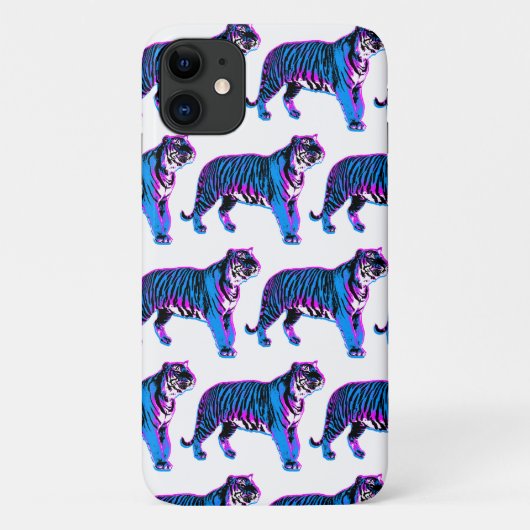 80s Retro Blauwe Tijgers Case-Mate iPhone Case (Achterkant)