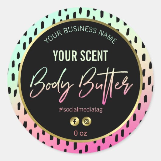 80's Retro Borstel Patroon Body Butter Labels (Voorkant)