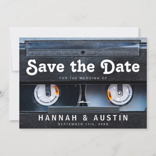 80s Retro Cassette 1980s Wedding Save the Date (Voorkant)