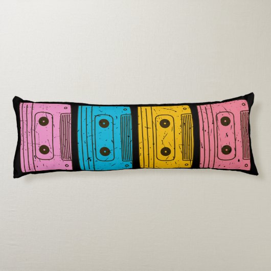 80s Retro Cassette Mix Tape Tech Nostalgie Lichaamskussen (Achterkant)