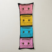 80s Retro Cassette Mix Tape Tech Nostalgie Lichaamskussen (Achterkant (Verticaal))