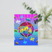 80's Retro Cassettebandje Old School Briefkaart (Staand voorkant)