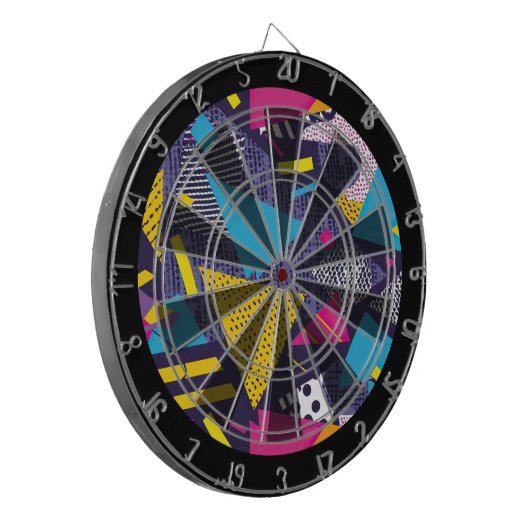80s Retro Colorful Texture  Dartbord (Voorkant Links)