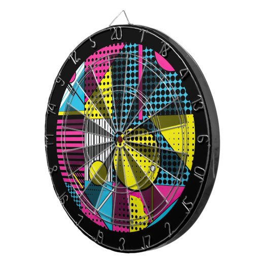 80s Retro Colorful Texture  Dartbord (Voorkant Rechts)