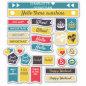 80s Retro Colour Crown Love Heart Planner Sticker (Voorkant)