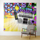 80's Retro Dance Birthday Party achtergrondinforma Wandkleed (In Situ (horizontaal))