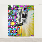 80's Retro Dance Birthday Party achtergrondinforma Wandkleed (Voorkant)