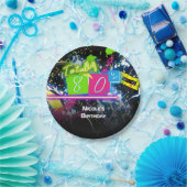 80's Retro Fun Verjaardagsfeest Neon Glow Splatter Papieren Bordje (Feest)