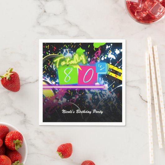80's Retro Fun Verjaardagsfeest Neon Glow Splatter Servet (Insitu)