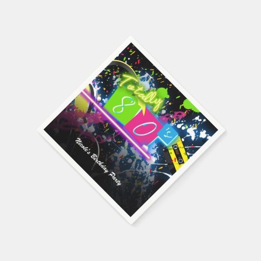 80's Retro Fun Verjaardagsfeest Neon Glow Splatter Servet (Hoek)