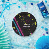 80's Retro Fun Verjaardagsfeest Splatter Borden Papieren Bordje (Feest)