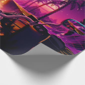 80s retro futuristic sci-fi achtergrond met motor cadeaupapier (Hoek)