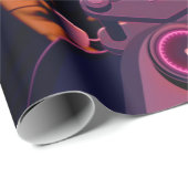 80s retro futuristic sci-fi achtergrond met motor cadeaupapier (Rol Hoek)