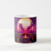 80s retro futuristic sci-fi achtergrond met motor koffiemok (Center)