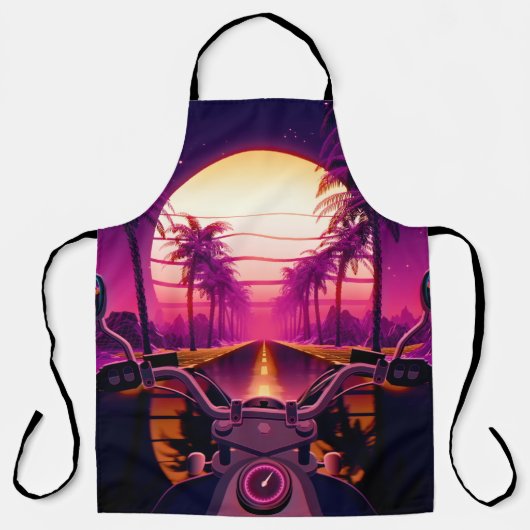 80s retro futuristic sci-fi achtergrond met motor schort (Voorkant)
